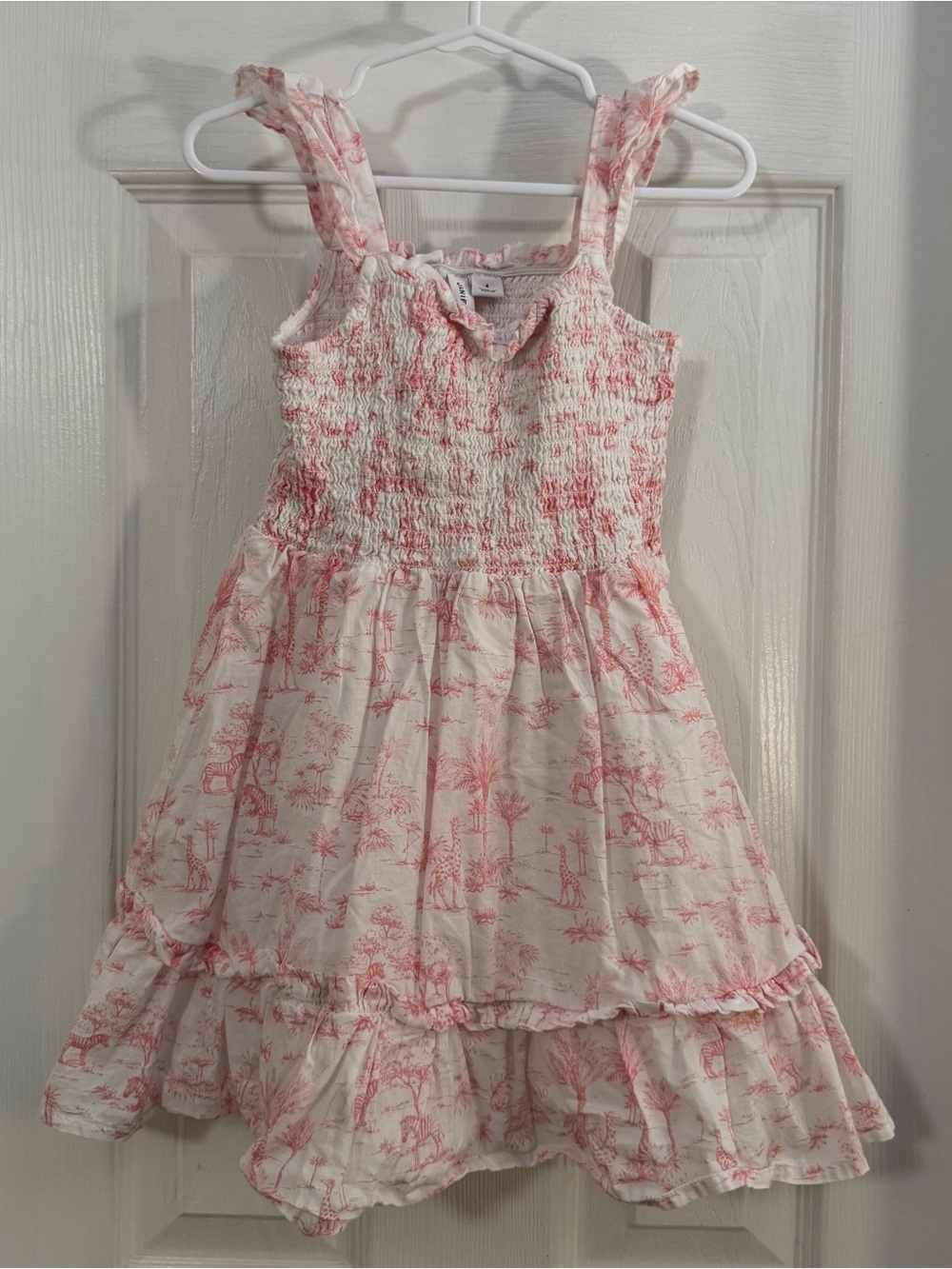 Janie and Jack Baby Girl Pink Toile Smocked Tiered Sundress with Ruffles